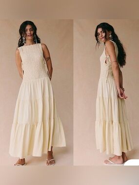Free People Cream Tiered Maxi Dress